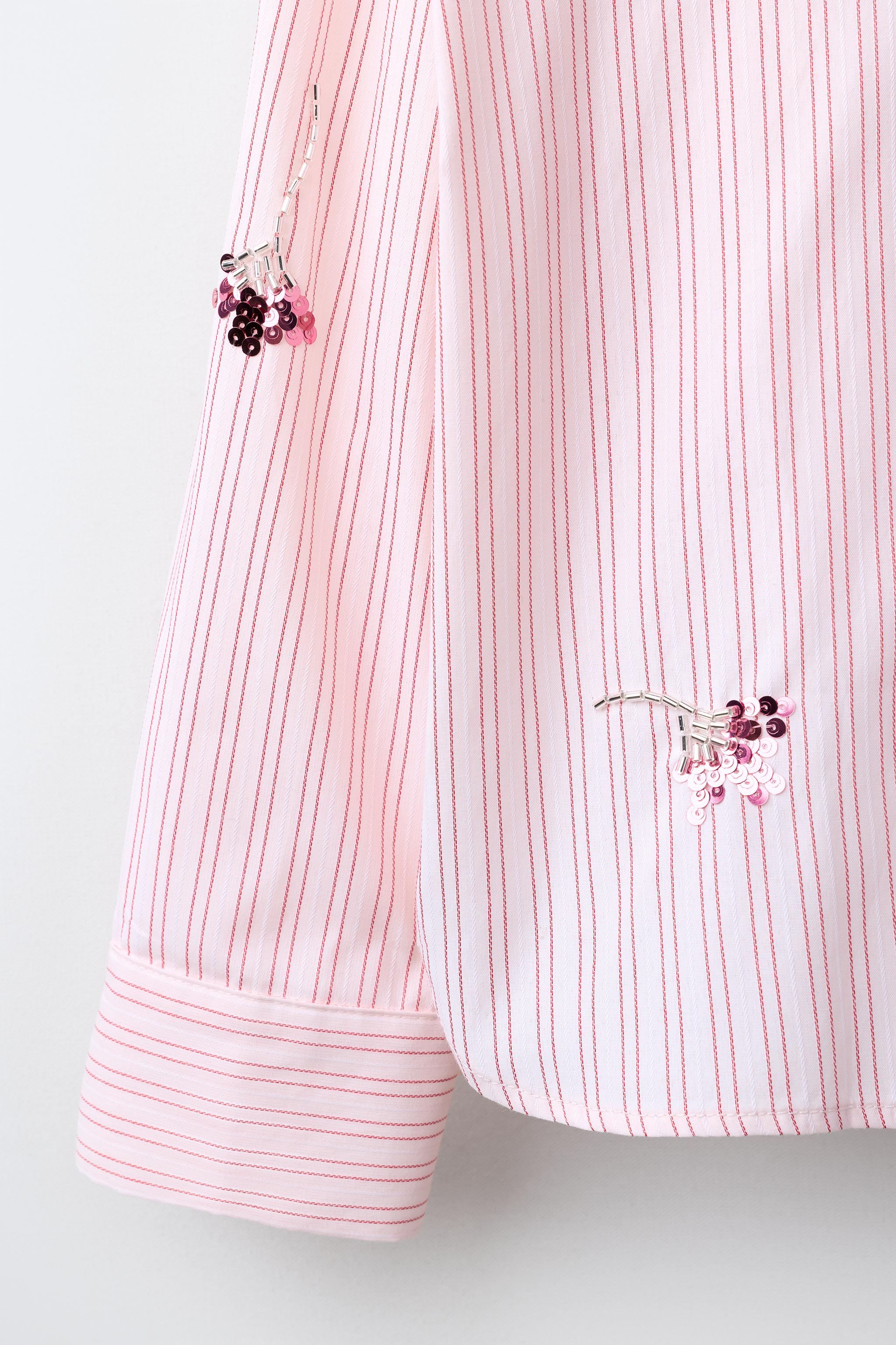 CHEMISE ET TOP À RAYURES FLEURS PAILLETTES